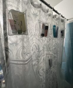Zenna Home Waterproof PEVA Shower Curtain or Shower Liner with 9 Mesh Storage Pockets, 70" x 72", Bathroom Organizer, Clear Clear Liner 32 71a478HTnqL