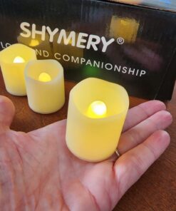 SHYMERY Flameless Votive Candles,50 Pack Flickering Electric Fake Battery Operated LED Candles,200+Hour Long Lasting LED Tea Lights for Wedding,Halloween,Christmas,Party and Holiday Decoration Warm White-50pack 40 71a4jBkKuHL