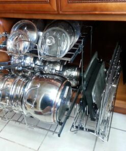 Rev-A-Shelf 2-Tier Kitchen Cabinet Pull Out 21" Cabinet Organizer for Pots, Pans, and Lid Cookware, Adjustable Heavy Duty Wire, Chrome, 5CW2-2122-CR 21 in. 42 71a6A7cT8L