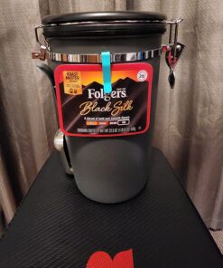 Coffee Gator Stainless Steel Canister - Large 22oz, Silver Coffee Grounds and Beans Container with Date-Tracker, CO2-Release Valve, and Measuring Scoop - Ideal Coffee Lovers Gifts for Her Gray with Green 42 71a6rjV8ScL