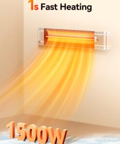 Alternative view of VAGKRI Outdoor Heaters, 1s Heating Electric Infrared Patio Heaters with Remote, 12H Timer, 3 Heat Levels, IP65 Waterproof, Electric Wall Heaters with Tripod Stand for Home, Office, Patio and Garage Black