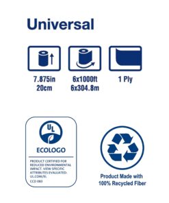 Tork Paper Hand Towel Roll Natural H21, Universal, 100% Recycled Fiber, 6 Rolls x 1000 ft, RK1000 1 Count (Pack of 6) 15 71a7VDT7sZL