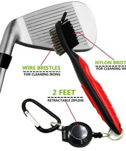 Yoport® Golf Club Brush and Club Groove Cleaner 2 Ft Retractable Zip-line Aluminum Carabiner, Lightweight and Stylish, Ergonomic Design, Easily Attaches to Golf Bag Black+black 7 71a8jDxA3sL