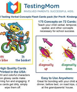 Alternative view of TestingMom.com Gifted Learning Flash Cards – Verbal Concepts for Pre-K – Kindergarten – Educational Toy for CogAT Test, Iowa Test, OLSAT, NYC Gifted and Talented, WPPSI