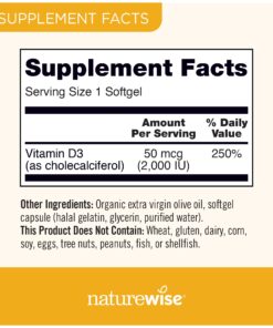 NatureWise Vitamin D3 2000iu (50 mcg) Healthy Muscle Function, and Immune Support, Non-GMO, Gluten Free in Cold-Pressed Olive Oil, Packaging Vary ( Mini Softgel), 360 Count(Pack of 1) 360 Count (Pack of 1) 27 71aACk8n0dL