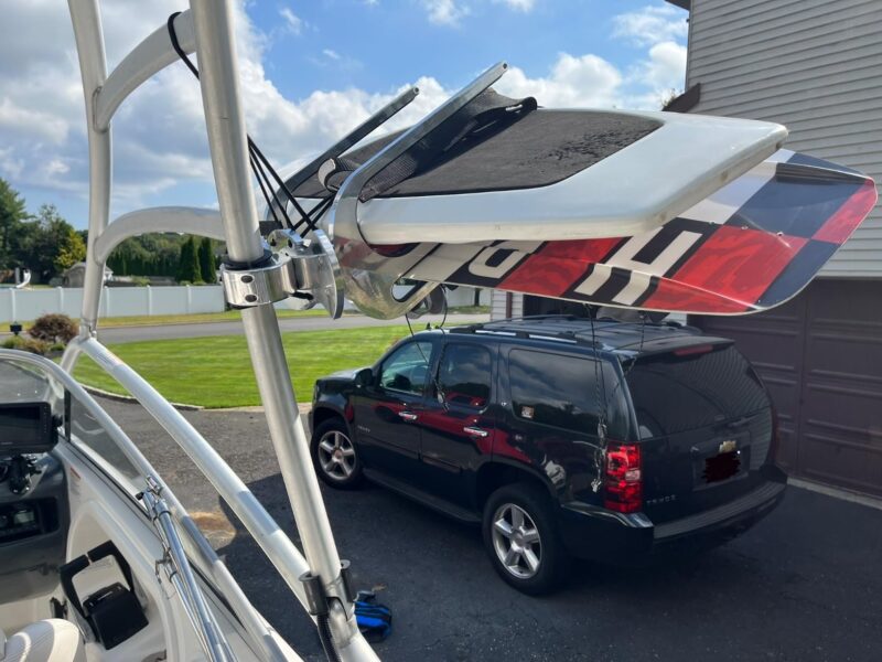 Kneeboard Rack For Boat, Polished Aluminum Knee Board Wakeboard Combo