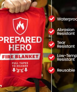 Prepared Hero Emergency Fire Blanket - 4 Pack - Fire Suppression Blanket for Kitchen, 40” x 40” Fire Blanket for Home, Fiberglass Fire Blanket 4-pack 15 71aBJl3pIbL