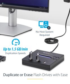 Alternative view of StarTech.com Standalone 1 to 2 USB Flash Drive Duplicator / Cloner / Eraser, Multiple USB Thumb Drive Copier / Sanitizer, System File / Sector-by-Sector Copy, 1.5 GB/min, 3-Pass Erase, LCD (USBDUP12) "1:2"