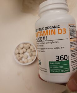Bronson Vitamin D3 5,000 IU (1 Year Supply) for Immune Support, Healthy Muscle Function & Bone Health, High Potency Organic Non-GMO Vitamin D Supplement, 360 Tablets 43 71aEFi4MxIL