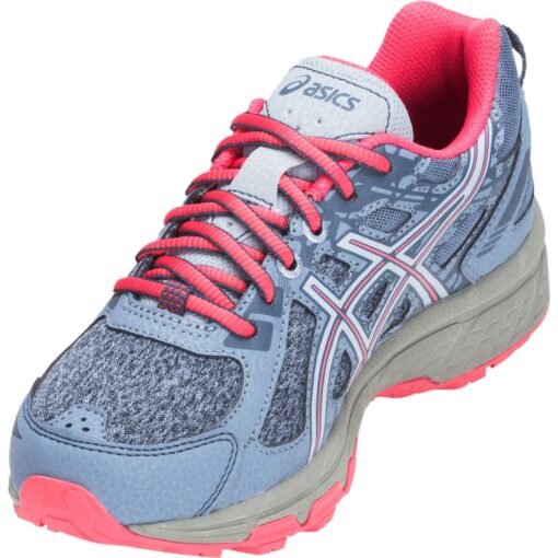 ASICS Girl's, Gel Venture 6 GS Trail Running Sneaker - Big Kid 6.5 Little Kid Blue Pink