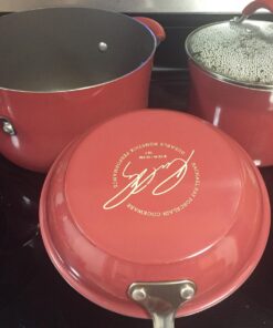 Rachael Ray Cucina Nonstick Cookware Pots and Pans Set, 12 Piece, Cranberry Red Cookware Set 50 71aGiP3Pq7L