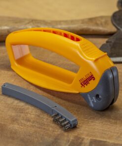 Smith’s 50582 Axe & Machete Sharpener - Axe, Machete, Hatchet, & Mower Tools - Large Handle w/ Finger Guard - Handheld Manual - Replaceable Carbide Blades - Wire-Bristled Cleaning Brush - Durable Axe and Machete Sharpener 20 71aH1mB37cL 2