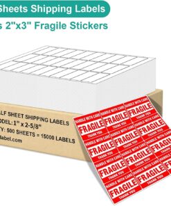 MFLABEL Address Labels, 1"x2-5/8" Mailing Labels, 30-UP White Shipping Labels for Inkjet or Laser Printer, 15000 Sticker Labels (500 Sheets), 30 Labels per Sheet 500 Sheet 1" x 2-5/8" (30-up) 9 71aH9eblorL