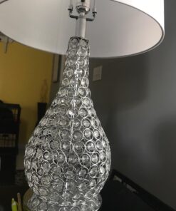 Possini Euro Design Kasey Modern Table Lamp 27" Tall Clear Acrylic Beaded Chrome Silver White Tapered Drum Shade for Bedroom Living Room House Home Bedside Nightstand Office Entryway Kids Family Acrylic Gourd Single 29 71aJOtSqqCL