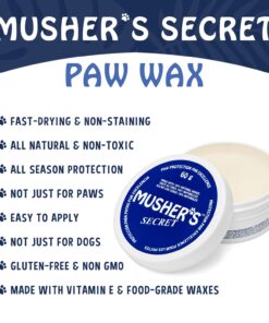 Musher's Secret Dog Paw Wax 60 g (2.1 oz) - Moisturizing Dog Paw Balm that Creates an Invisible Barrier That Protects and Heals Dry Cracked Paws - All-Natural with Vitamin E and Food-Grade Ingredients 2.1 Ounce (Pack of 1) 33 71aKclJYeUL