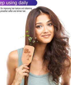 Bsisme Hair Brush-Boar Bristle Hairbrush with Detangling Pins Wooden Paddle Detangler Hairbrush for Women Men Reduce Frizz Dry Restore Natural Shine Natural Wood Color 22 71aLtTO1Y8L