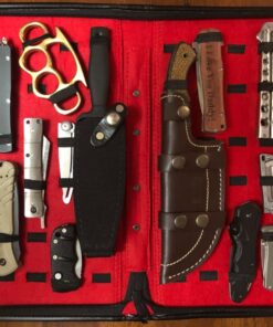 UNITED CUTLERY Large Pocket Knife Storage Case – Faux Leather Exterior, Felt-Lined Interior, Elastic Straps for Knives, Zipper Closure, Holds 40 Knives, For Protecting and Storing Knife Collection 37 71aLwTzSfZL