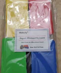 8 Pack Magnetic Dry Eraser - Wellerly Whiteboard Erasers Chalkboard Cleaners Eraser Dry Erase Wipe for Classroom Home Office School Teacher (Blue+Yellow+Red+Green, 4.2inch x 2.2inch x 0.8inch) Blue+yellow+red+green 17 71aLzaF0ZRL