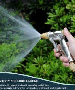 ESOW Garden Hose Nozzle, 100% Heavy Duty Metal Spray Gun with Full Brass Nozzle, 4 Watering Patterns Watering Nozzle- High Pressure Pistol Grip Sprayer for Watering Plants, Car Wash and Showering Dog Bullet Modelling Silver 15 71aMhGs0BGL