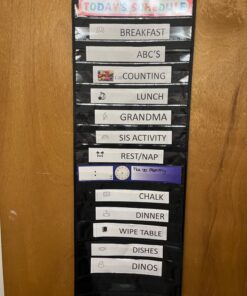 REGELETO 15+1 Pockets Daily Schedule Pocket Chart with 30 Pcs Double-Sided Reusable Cards, Scheduling Pocket Chart for Classroom Office Home Preschool Activity(Black)… 15 Pockets 22 71aNFX4zKEL