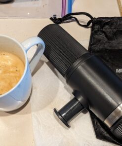 WACACO Nanopresso Portable Espresso Maker, Upgrade Version of Minipresso, 18 Bar Pressure, Small Travel Coffee Maker, Manually Operated. Perfect for Kitchen and Office Black 21 71aNeOkbPKL