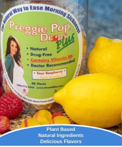 Preggie Pop Drops Plus Fortified with Vitamin B6 - Morning Sickness Relief Fortified with Vitamin B6. Preggie Pops for Relief for Pregnant Women Candy Drops. Sour Raspberry & Sour Lemon 48 Count Sour Raspberry and Sour Lemon 25 71aPmvn0DAL