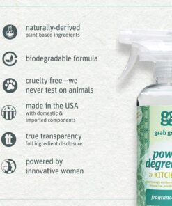 Grab Green Kitchen Power Degreaser, 16 Ounce (Pack of 3), Fragrance Free, Biodegradable, Plant and Mineral Based, Cuts Through Tough Grease and Grime 13 71aQ8DkqslL