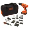 BLACK+DECKER 20V MAX* POWERCONNECT Cordless Drill Kit + 100 pc. Kit (BDC120VA100), Orange Drill Project Kit