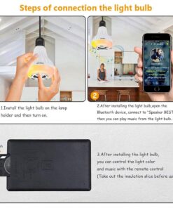 Texsens LED Light Bulb Bluetooth Speaker, 6W E26 RGB Changing Lamp Wireless Stereo Audio with 24 Keys Remote Control 25 71aSfVCoSBL