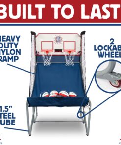 Pop-A-Shot - Home Dual Shot | Arcade Basketball Fun at Home | Infrared Sensor Scoring | 16 Game Modes | 7 Balls | Foldable Storage | for All Players Blue and White 27 71aStxDzdWL