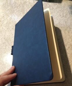 Thick Classic Notebook with Pen Loop - A5 College Ruled Hardcover Writing Notebook with Pocket + Page Dividers Gifts, Banded, Large, 180 Pages, 8.4 x 5.7 in blue 43 71aT cuqAeL