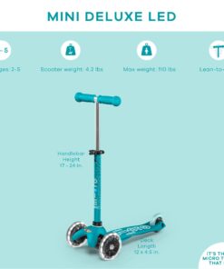 Micro Kickboard - Mini Deluxe LED 3-Wheeled, Lean-to-Steer, Swiss-Designed Micro Scooter for Preschool Kids with LED Light-up Wheels, Ages 2-5 Aqua 14 71aUhhEKYHL