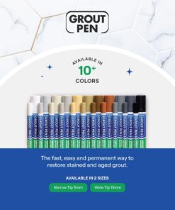 Grout Pen White Tile Paint Marker: Waterproof Grout Paint, Tile Grout Colorant and Sealer Pen - White, Narrow 5mm Tip (7mL) Narrow Tip 35 71aV NiR1WL