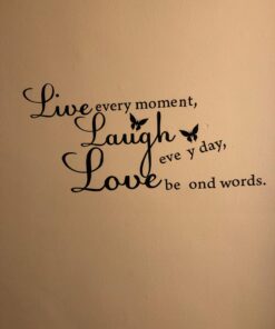 Blinggo Vinyl Decal Live Every Moment, Laugh Every Day, Love Beyond Words Wall Quote Black 15'' X 22'' 35 71aVOLO2HLL