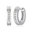 .925 Sterling Silver 1/10 Cttw Diamond Petite 1/2" Huggie Earrings with Snap-Down Posts (I-J Color, I2-I3 Clarity) - Choice of Metal Colors rhodium-plated-silver