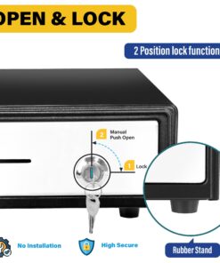 HK SYSTEMS 16" Heavy Duty Black Manual Push Open Cash Drawer with 5Bill/5Coin Stainless Steel 2. 16" PUSH OPEN(Manual) Family 1. 16" Push Black 15 71aVg0zTAxL