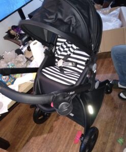 Hot Mom Baby Stroller: Baby Carriage with Adjustable Seat Height Angle and Four-Wheel Shock Absorption,Reversible,High Landscape and Fashional Pram (Black) Black 48 71aVyHw7Y5L