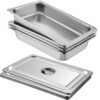Mophorn 4 Pack Hotel Pan 3.7" Deep Steam Table Pan Full Size with Lid 20.8" L x 13" W, 22 Gauge Stainless Steel Anti Jam Table Pan 4" Deep 12 71aWLvVndL