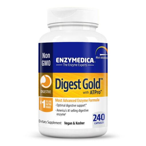 Enzymedica Digest Gold + ATPro, Maximum Strength, Fast-Acting, Helps Digest Large Meals, Prevents Bloating and Gas, 240 Count (FFP) 240 Count (Pack of 1) Frustration-Free Packaging