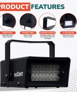 Roxant Pro Mini Strobe Light Halloween - 24 Super Bright LED Light Bulbs - Adjustable Flash Speed Control | Party Decorations | Party Lights 16 71aWcPlRkL