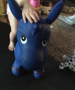 AppleRound Horse Bouncer with Hand Pump, Inflatable Space Hopper, Ride-on Bouncy Horse (Blue) Blue 32 71aX4oEltFL