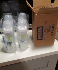Dr. Brown's Natural Flow Anti-Colic Options+ Narrow Baby Bottles 4 oz/120 mL, with Level 1 Slow Flow Nipple, 4 Count (Pack of 1), 0m+ 4oz, Clear 4 Count (Pack of 1) 42 71aXVuYJ8EL