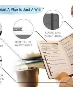 Panda Planner Undated Daily Planner - 90 Day Organization - Goals, Gratitude & Focus - Bonus Weekly & Monthly Agenda - Black - Hardcover Classic 38 71aXcQ7qGbL