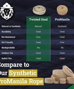SGT KNOTS Twisted Sisal Rope for Cat Tree Replacement Parts - Sisal Twine Natural Rope and Thick Twine for Crafts, DIY, Gardening, Decor, Indoor, Outdoor Use - Sisal Rope in Multiple Lengths 1/2 inch x 10 feet 14 71aZCzrqShL