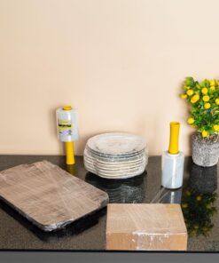 Alternative view of DIVISIONAL Mini Stretch Wrap Roll with Handle 5in x 1000ft Clear 80 Gauge Plastic Wrap Self Adhering Wrapping Moving Shipping Packaging Stretch Film Pallet Film 1