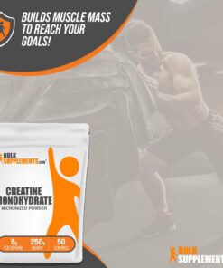 BULKSUPPLEMENTS.COM Creatine Monohydrate Powder - Micronized Creatine Monohydrate, Creatine Supplement, Creatine Powder - 5g (5000mg) per Serving, Unflavored & Gluten Free, 250g (8.8 oz) 50 Servings (Pack of 1) 20 71ab2Th8KUL