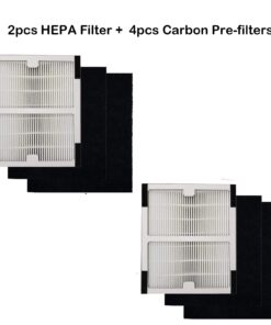 HEPA Filters B Fit for Idylis Air Purifier, 2 pcs HEPA Filter & 4 Carbon Prefilters, Fit for Idylis 2126 2125 IAP-10-125 IAP-10-150 Model # IAF-H-100B 9 71ab81HHxL 2
