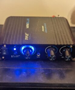 Pyle Wireless Bluetooth Home Audio Amplifier - 90W Dual Channel Mini Portable Power Stereo Sound Receiver w/ Speaker Selector, RCA, AUX, LED, 12V Adapter - For iPad, iPhone, PA, Studio Use - PFA330BT 26 71abEcNp27L