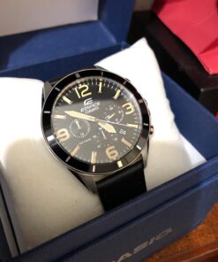 Casio Men's 'Edifice' Quartz Stainless Steel and Leather Watch, Color:Black (Model: EFR-553L-1BVCF) 12 71abvT0NEtL