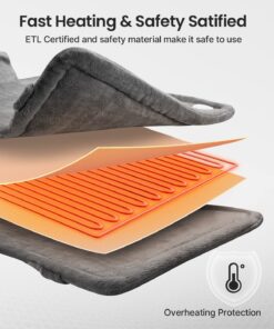 RENPHO Weighted Heating Pad for Back Pain Relief, FSA HSA Eligible, Electric Heat Pads for Neck and Shoulders, Fast-Heating, Auto Shut Off, Christmas Gifts for Women Men Mom Dad, ETL Certified, Gray A-gray-24"x33'' 30 71ac3EwsGqL